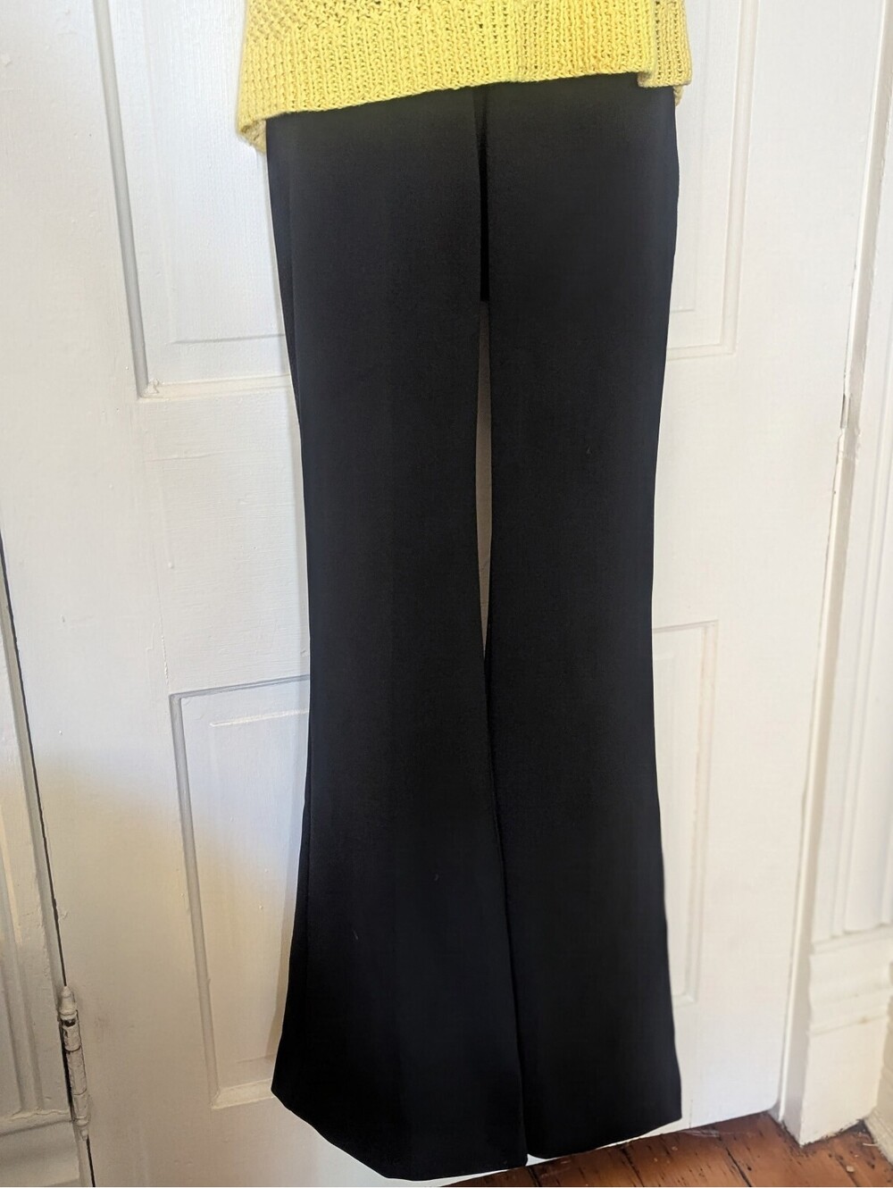 NWT SPACE SIMONA CORSELLINI ITALIAN DESIGNER BLACK BELL BOTTOM FLARE PANTS | 6